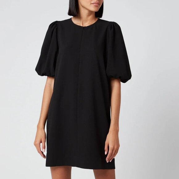 Ganni Heavy Crepe Mini Dress in Black Size 0 - Picture 1 of 5
